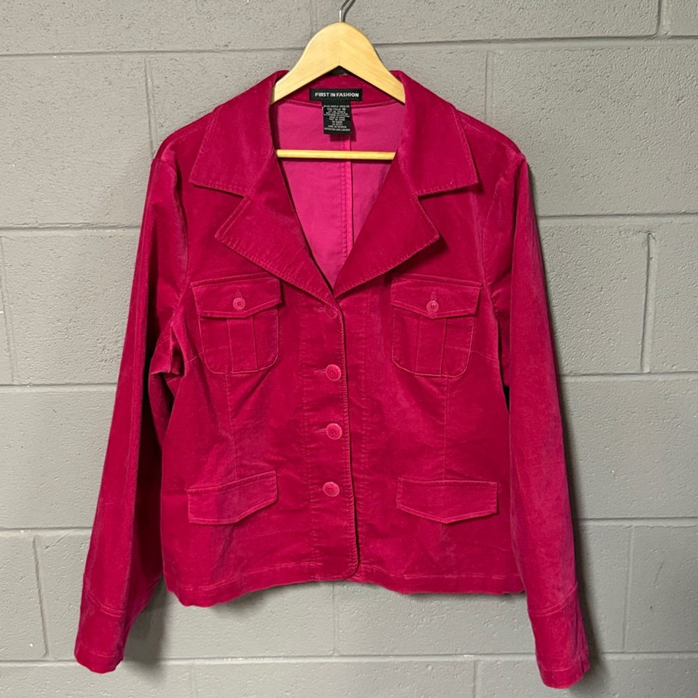 Bright Pink First In Fashion Faux Suede Jacket